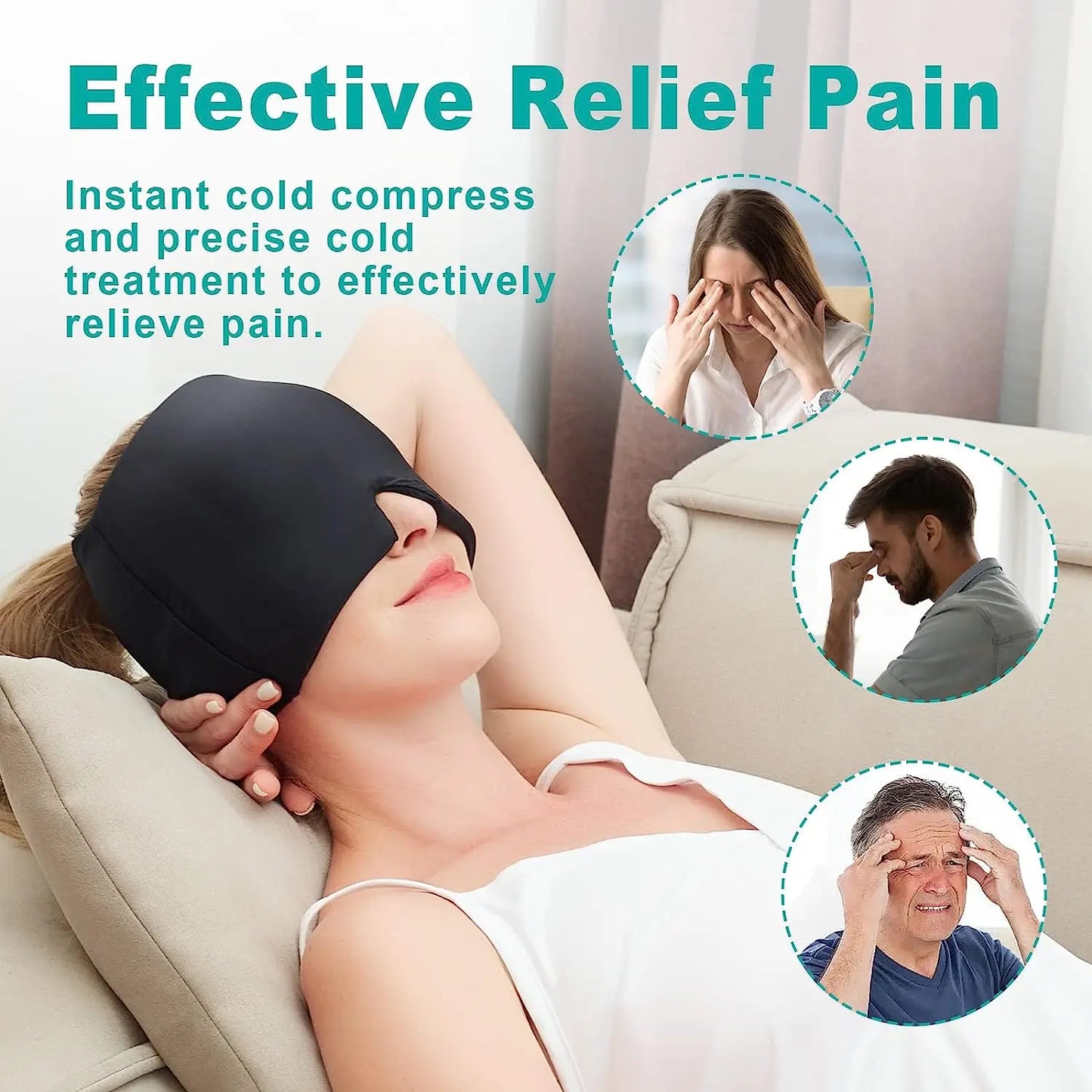 Migraine Headache Relief Compression Hat with Cold Gel Therapy