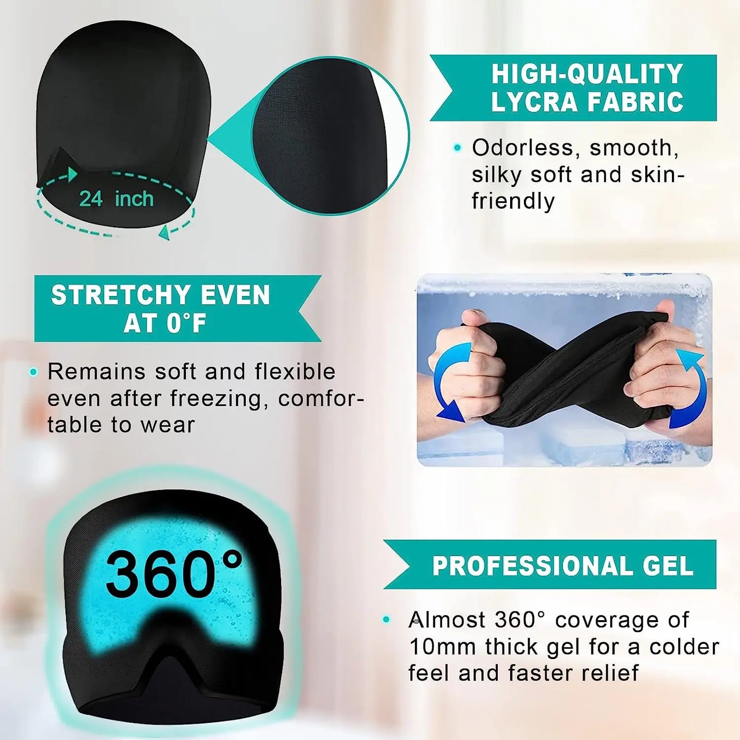 Migraine Headache Relief Compression Hat with Cold Gel Therapy